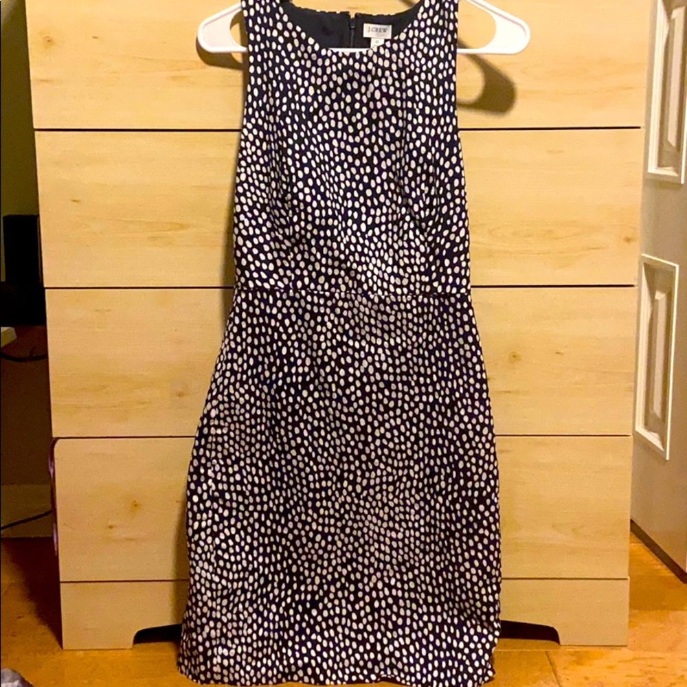 J Crew - Navy white polka dot sheath dress